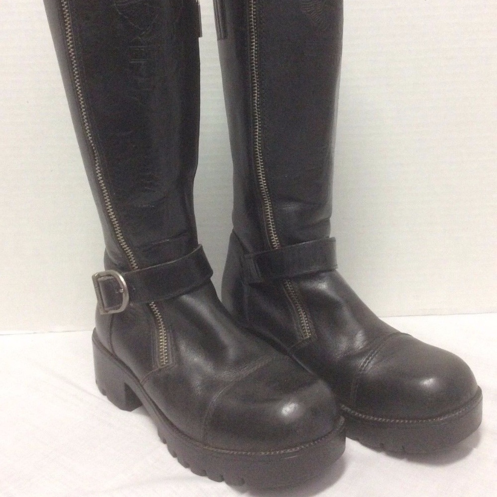 Harley Davidson Boots: Womens Double Zippers Biker